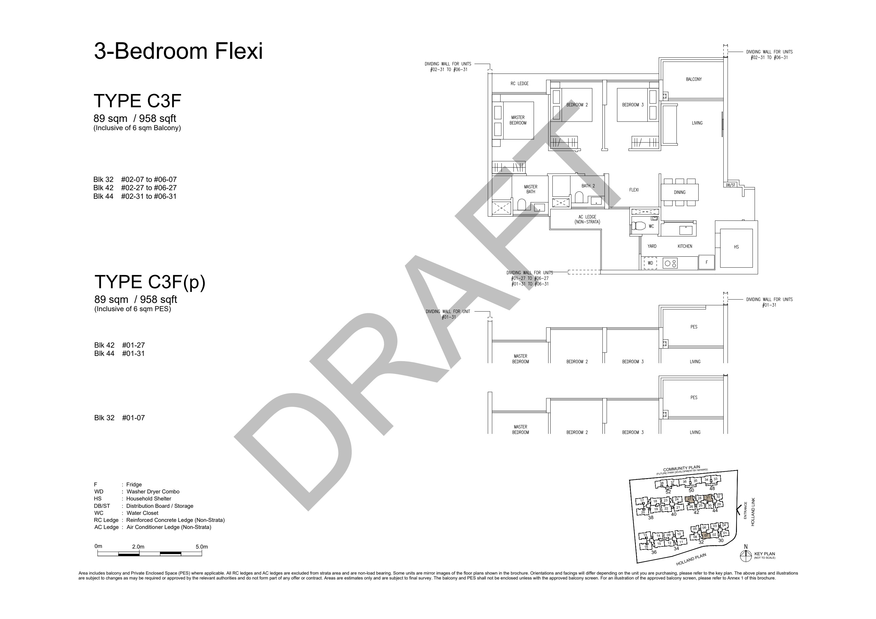 3-Bedroom Flexi · Type C3F floor plan