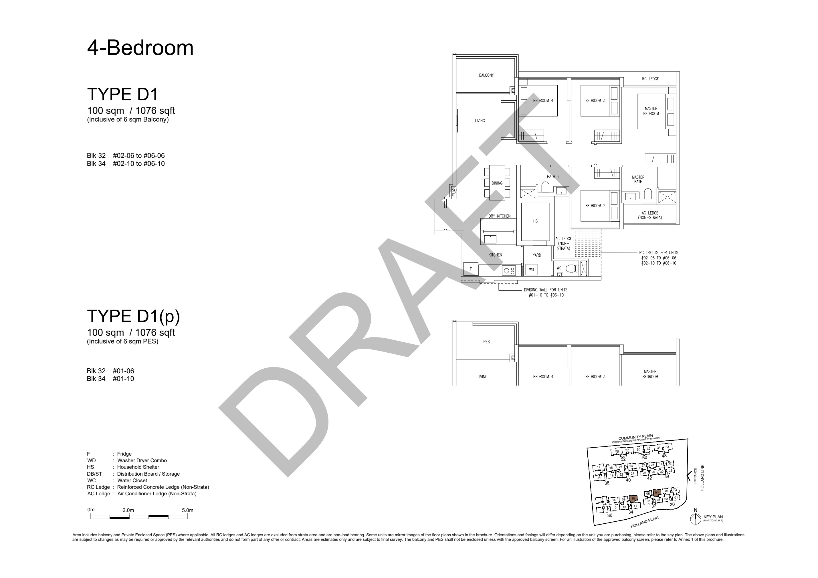 4-Bedroom · Type D1 floor plan