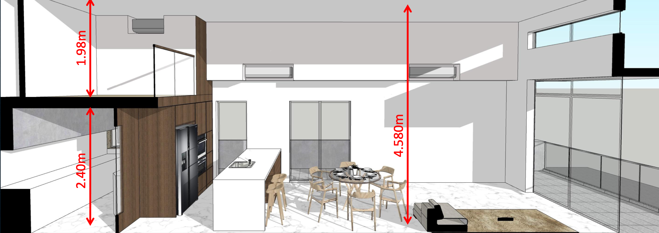 Belgravia Ace living and dining ceiling height and furniture loft