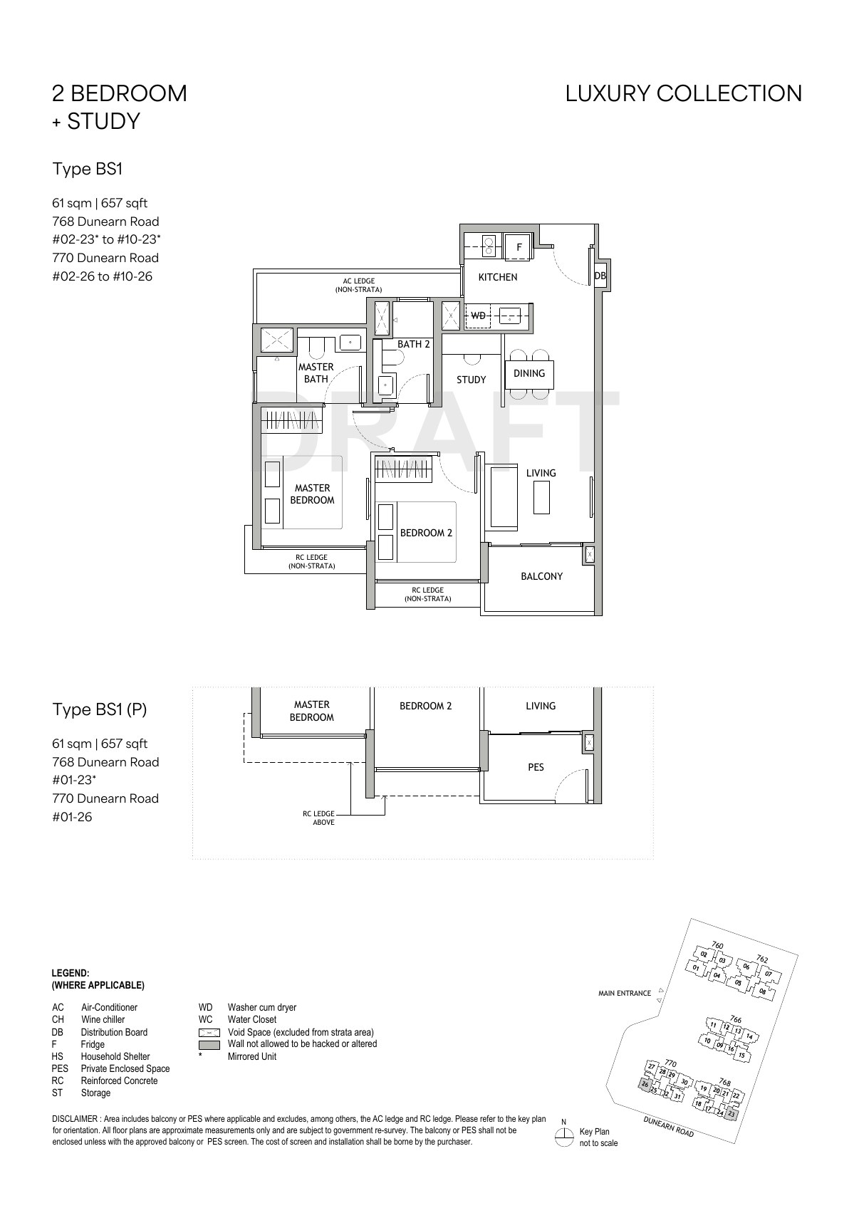 Preliminary 2 Bedroom + Study · Type BS1 floor plan
