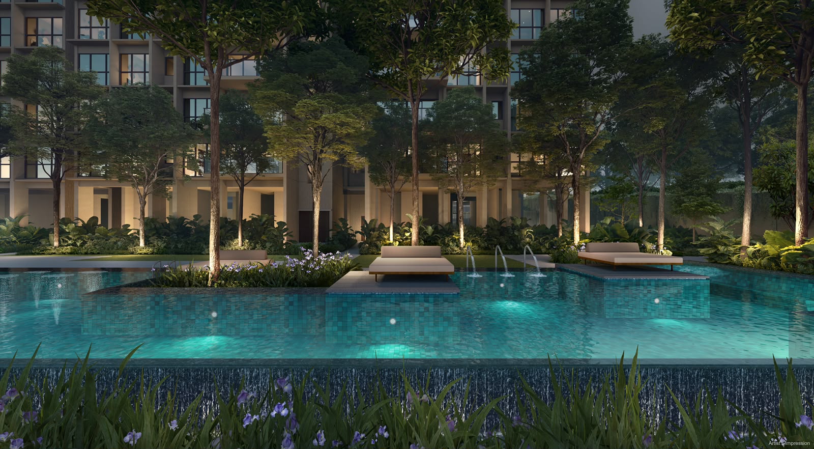Evening view of the Dunearn House lap pool