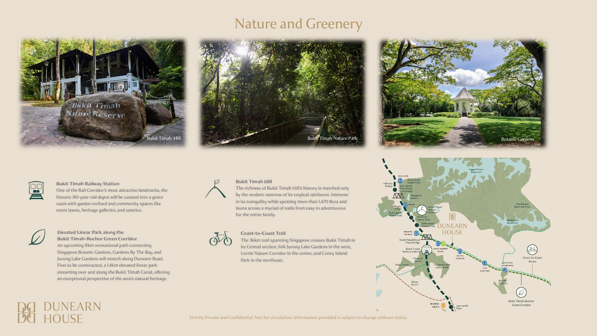 Nature parks, gardens and green corridors near Dunearn House