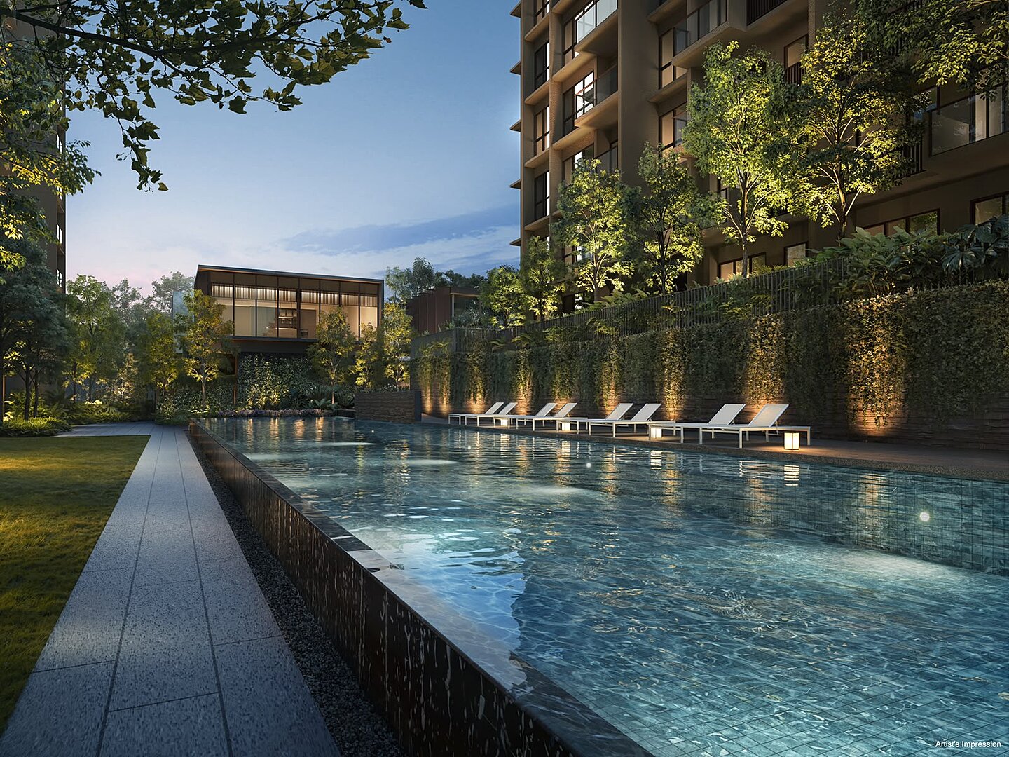 Dunearn House pool and landscaped facilities