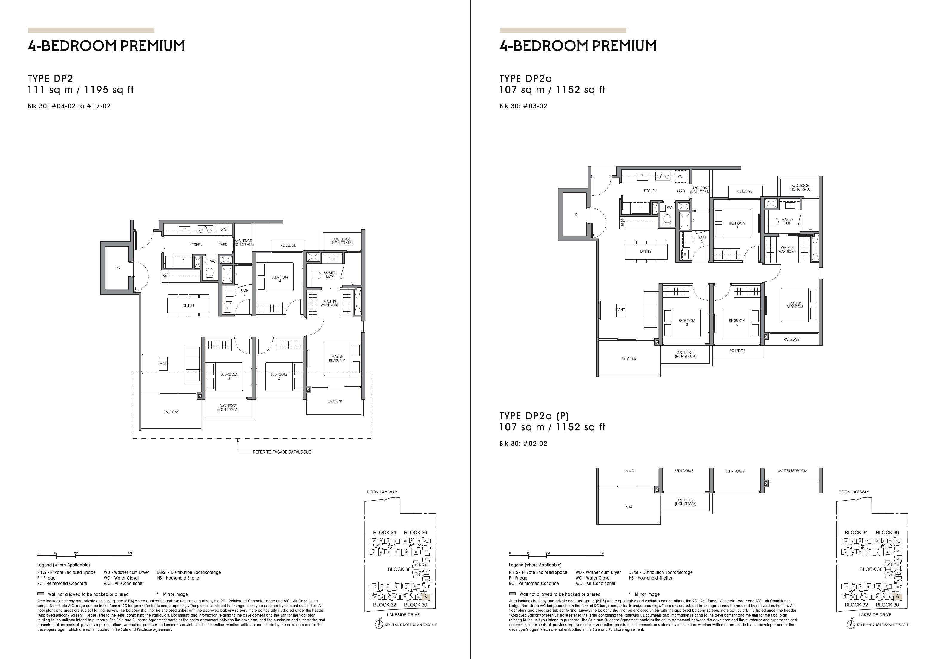 4 Bedroom Premium floor plans from the Lucerne Grand Main Brochure