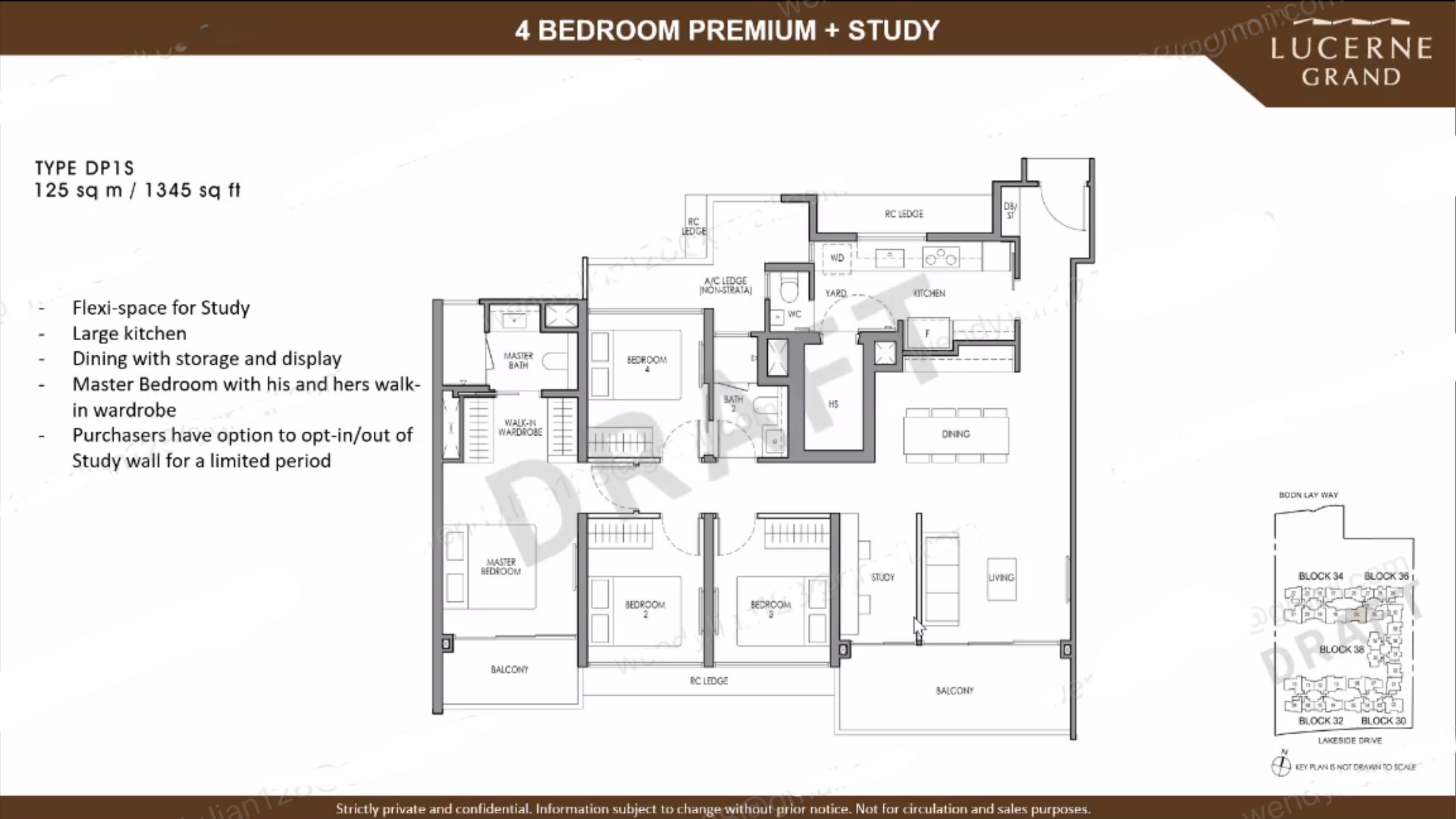 4 Bedroom Premium + Study · Type DP1S floor plan